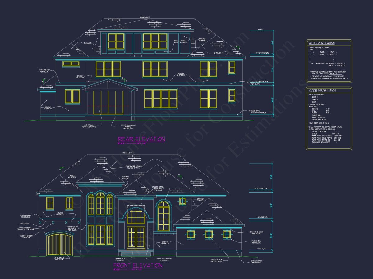 Transitional European house Plan with 3 Floors & CAD Designs
