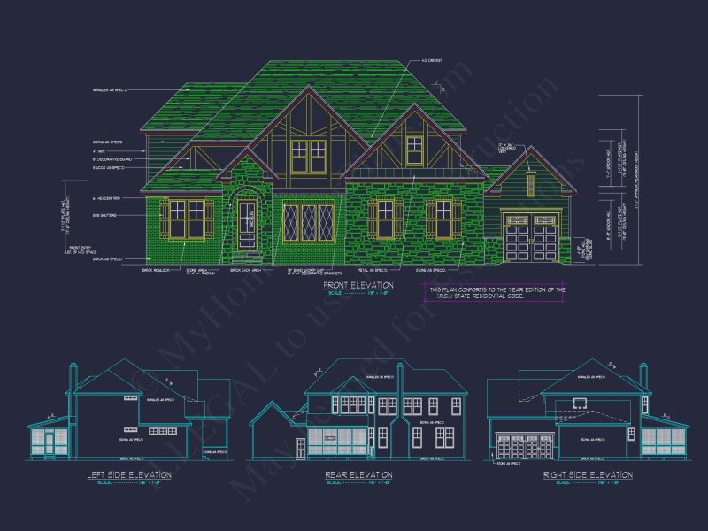 Tudor house Floor Plan with CAD Designs and 2 Stories