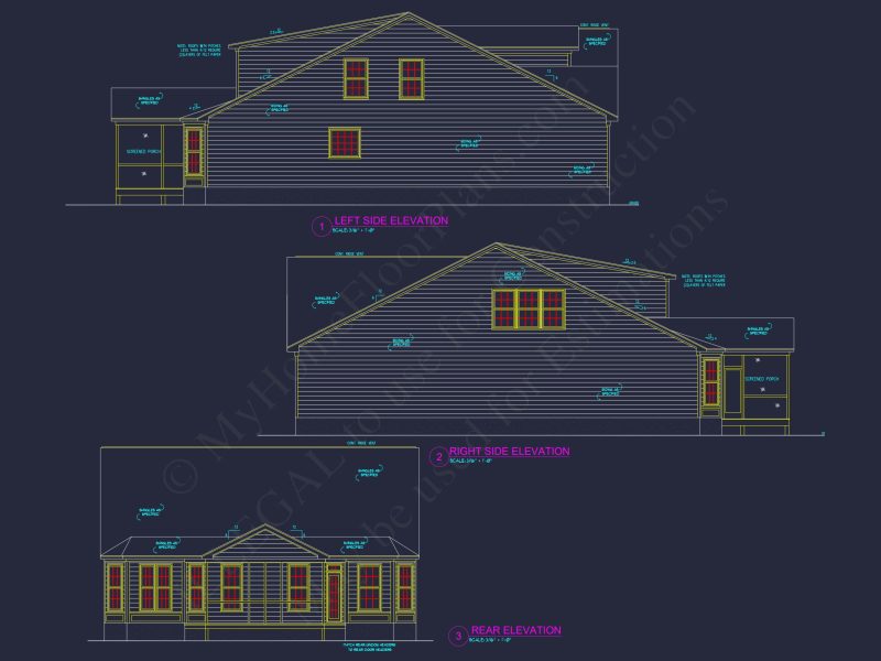 Two-Story house Plan with CAD Designs, 4 Bedrooms, and Open Floor Plan