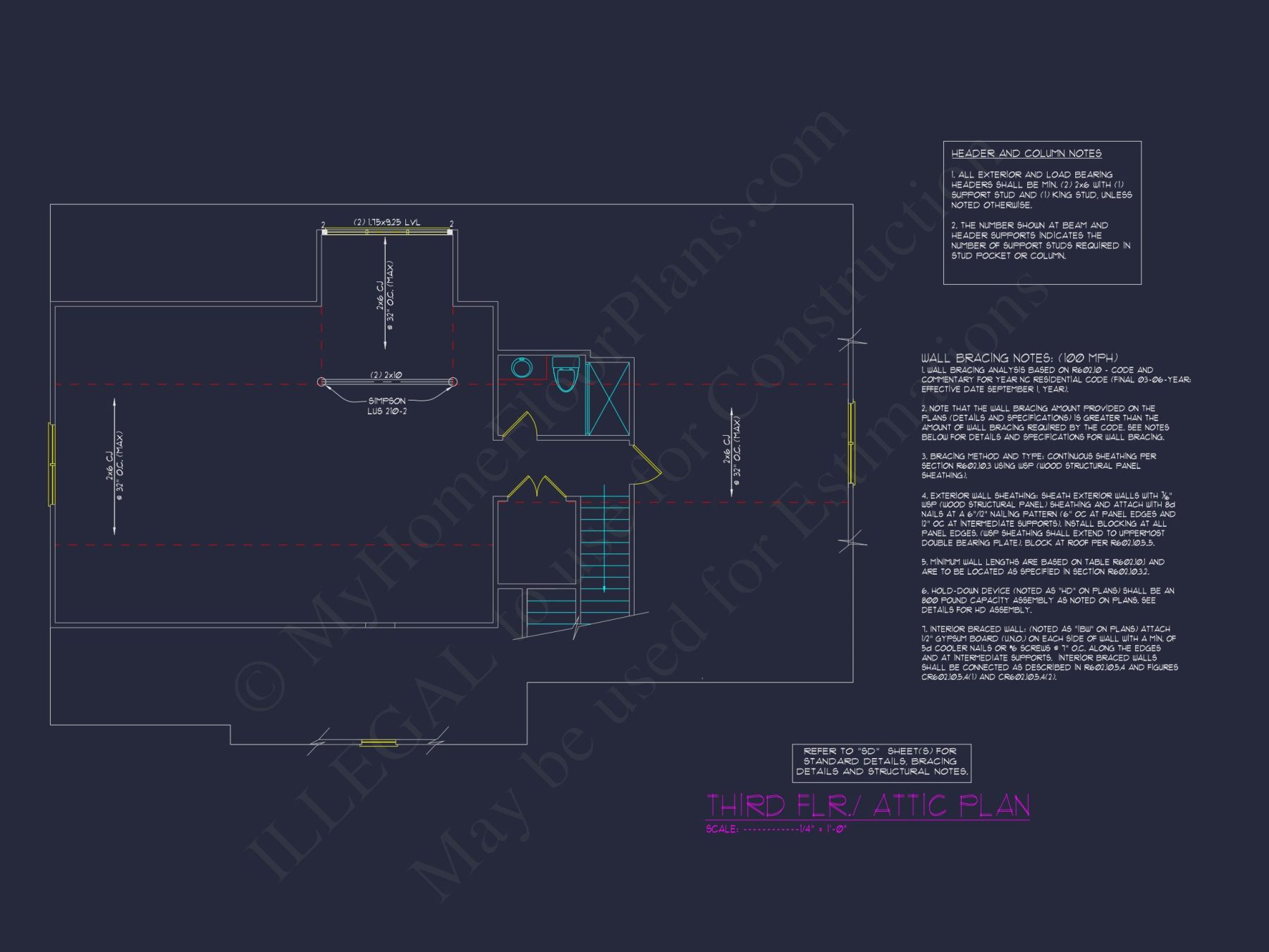 Versatile 2.5 Story house Floor Plan with CAD Designs