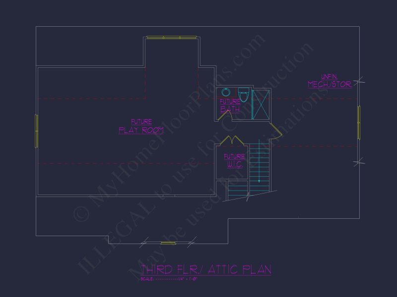 Versatile 2.5 Story house Floor Plan with CAD Designs