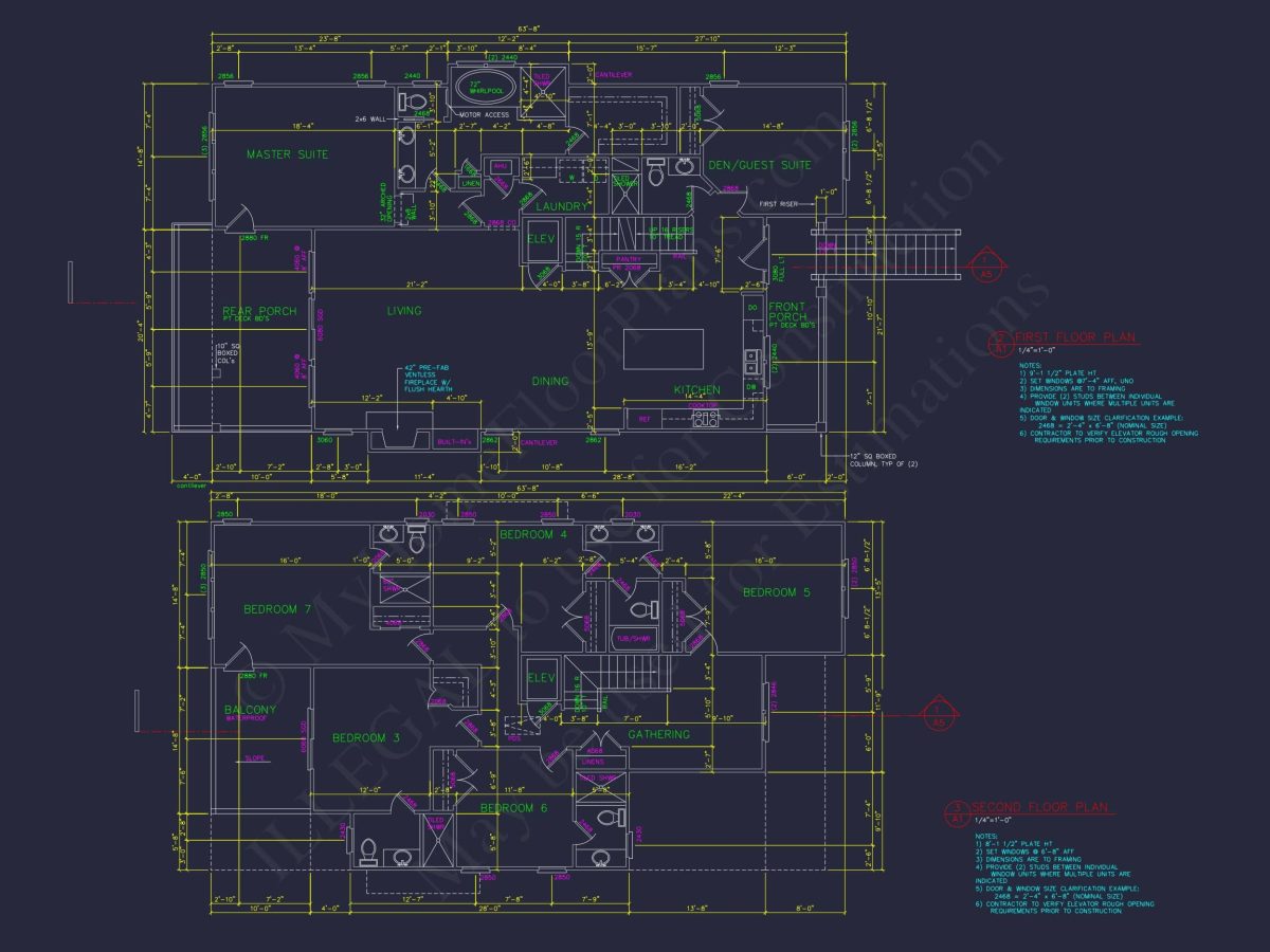 Well-Designed Beach house Plan with 3 Floor Blueprints & CAD