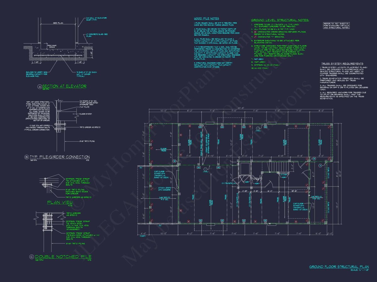 Well-Designed Beach house Plan with 3 Floor Blueprints & CAD