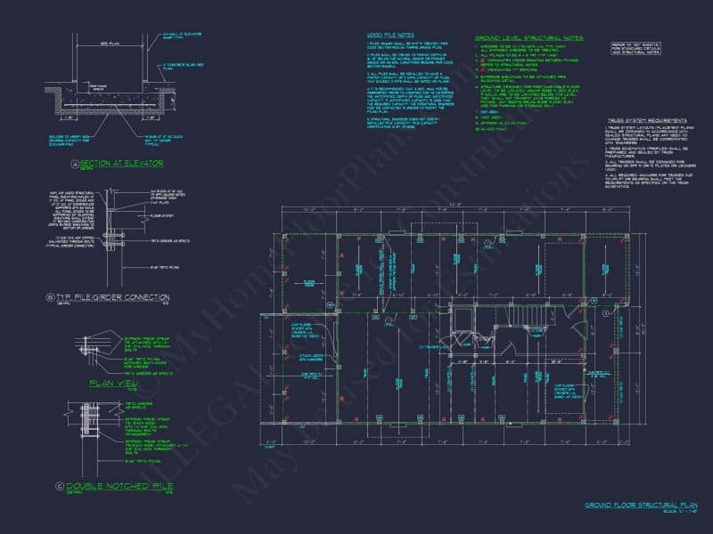 Well-Designed Beach house Plan with 3 Floor Blueprints & CAD