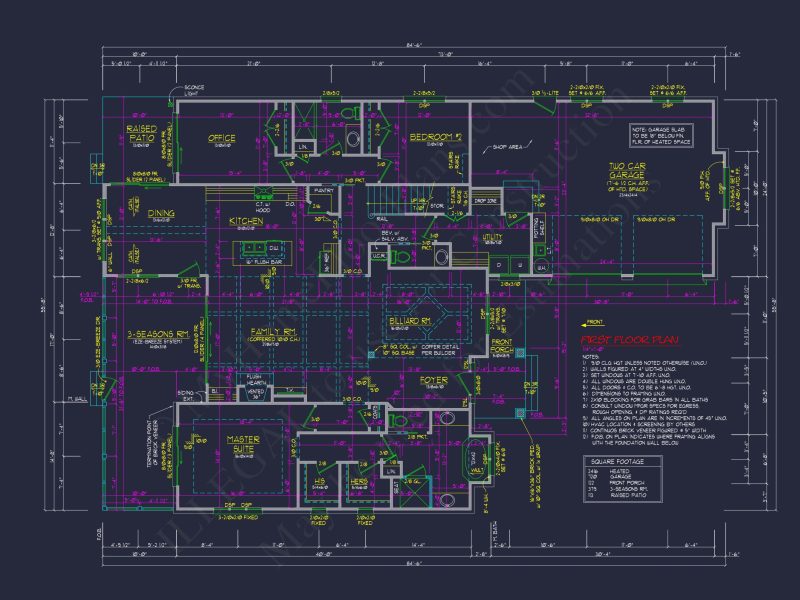"Architectural blueprint of a 2-story house"