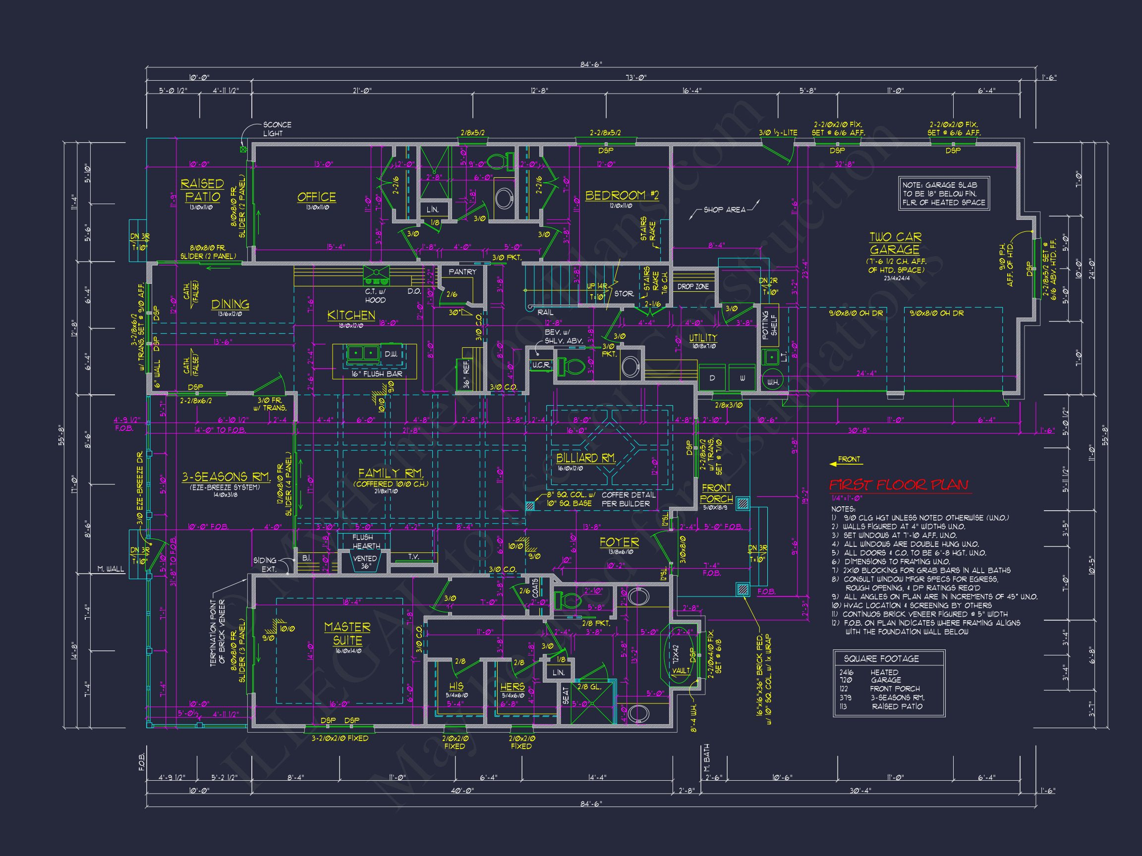 "Architectural blueprint of a 2-story house"