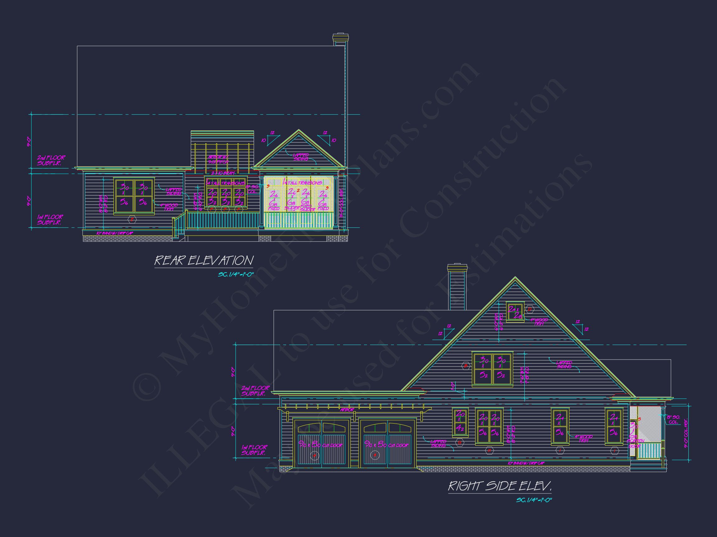 "Architectural drawing of a custom house plan with detailed floor plans"