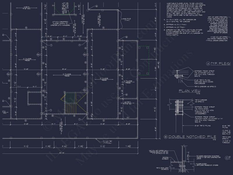 Beach house Plan w/Elevator, 4 Beds, 3 Baths, & Garage