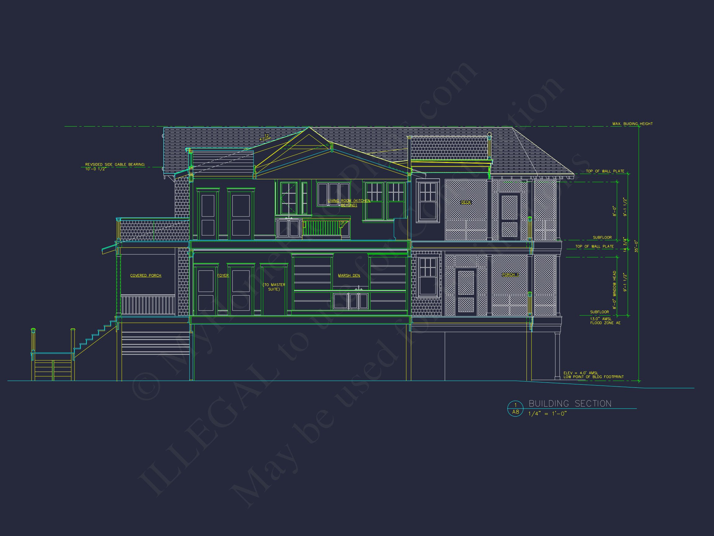 Beach house Plan w/Elevator,4 Beds,3 Baths,& Garage