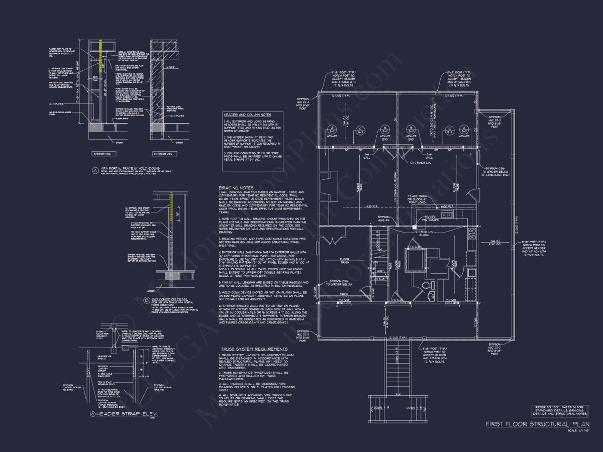 Beach House Blueprint: 2.5-Story house with Split Garage