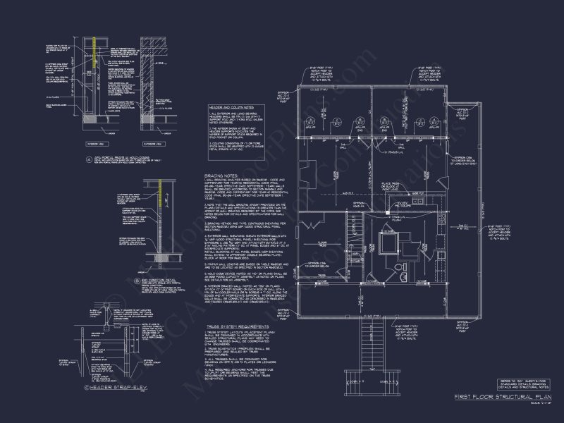 Beach House Blueprint: 2.5-Story house with Split Garage