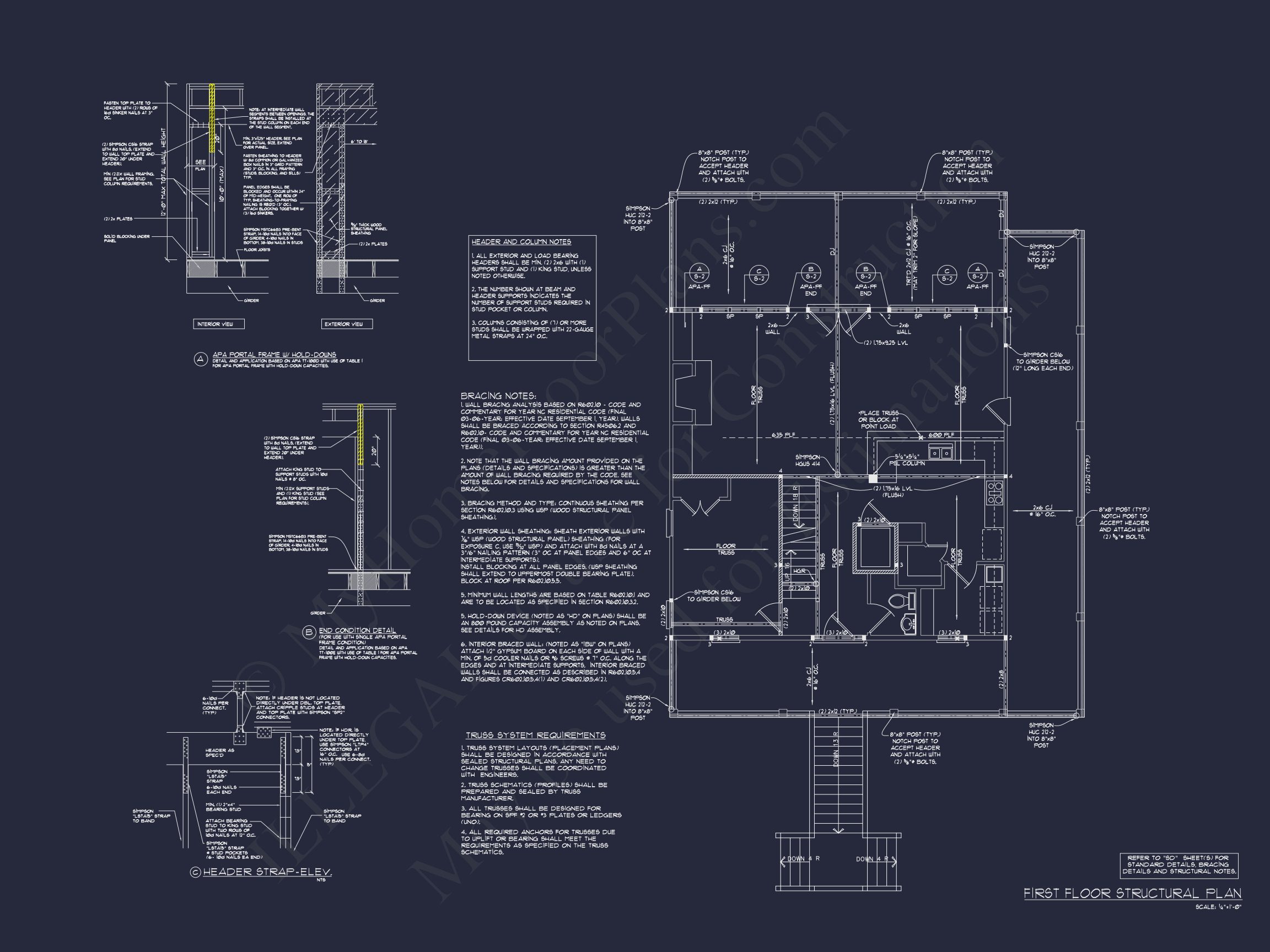Beach House Blueprint: 2.5-Story house with Split Garage