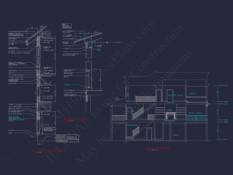 Beach House Blueprint: 2.5-Story house with Split Garage