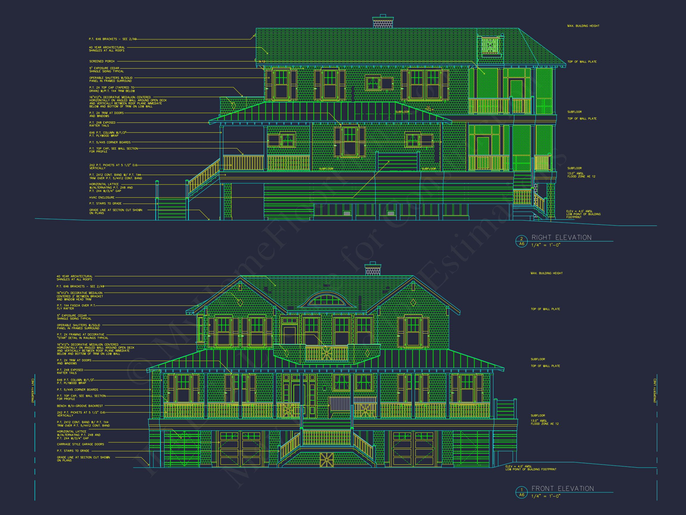 Beach house Plan w/Elevator,4 Beds,3 Baths,& Garage