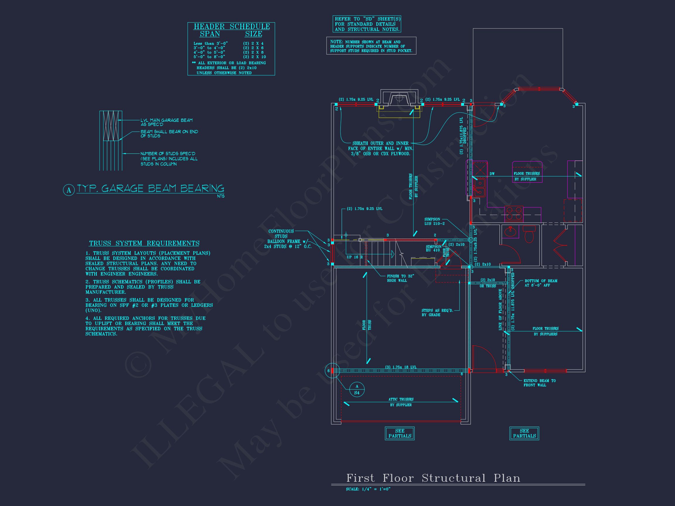 Beautiful 2-Story house Plan with 4 Bedrooms,2.5 Baths,and CAD Designs