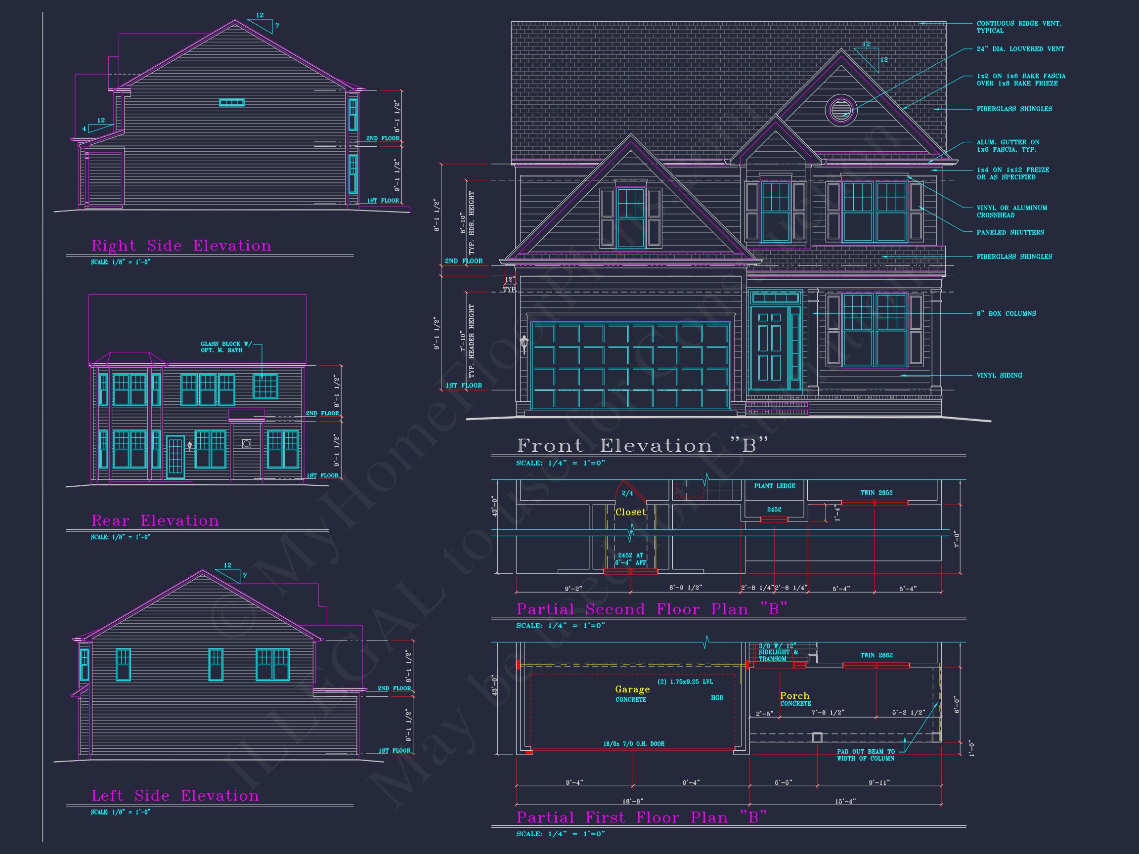 Beautiful 2-Story house Plan with 4 Bedrooms,2.5 Baths,and CAD Designs