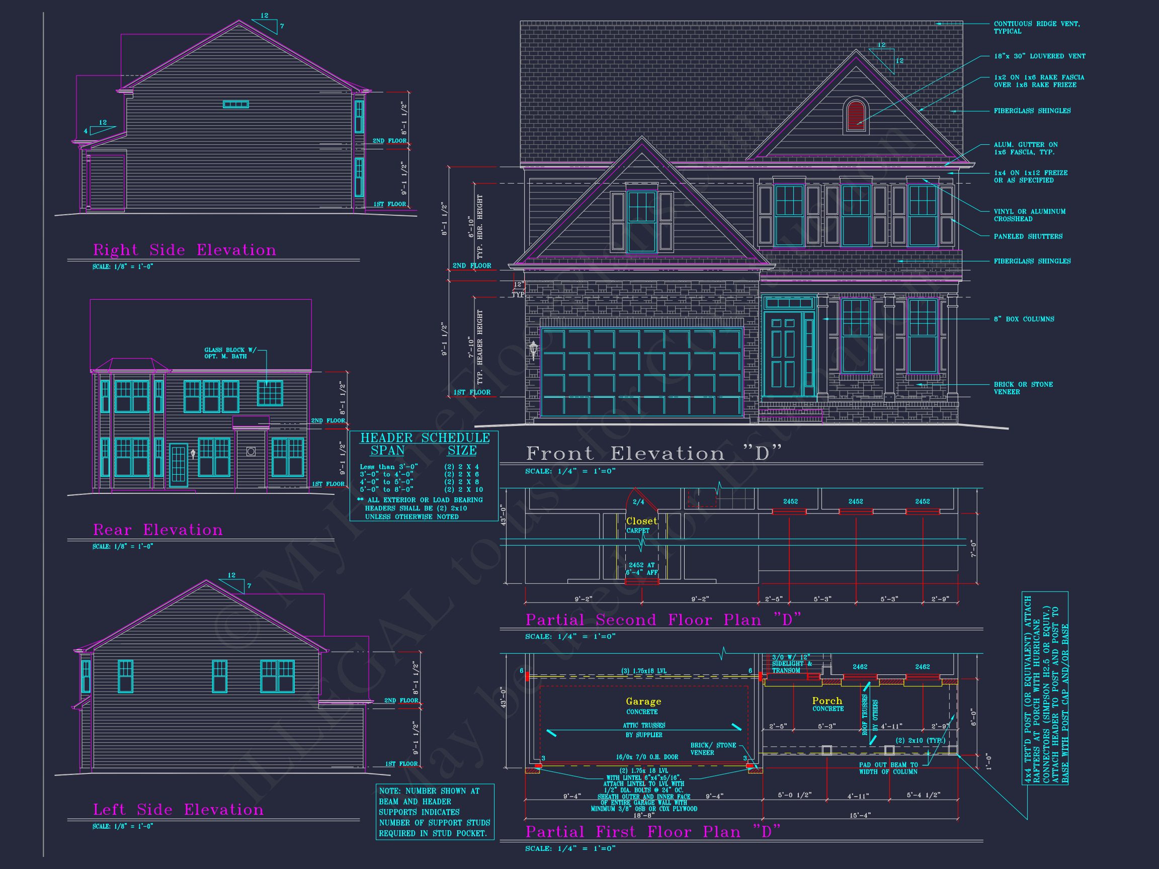 Beautiful 2-Story house Plan with 4 Bedrooms,2.5 Baths,and CAD Designs