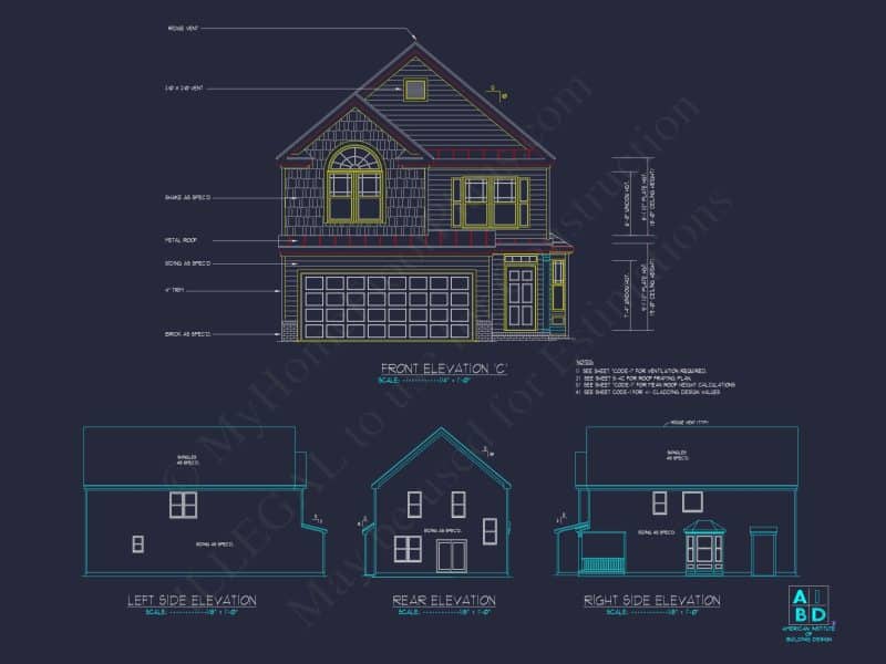 Beautiful 2-Story house Plan with CAD Blueprints and Designs