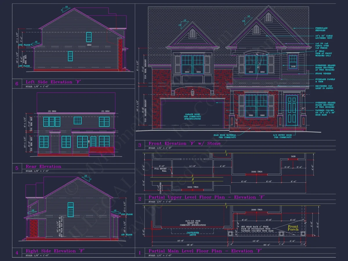 Beautiful 2-Story house Plan with CAD Designs and 13 Elevations