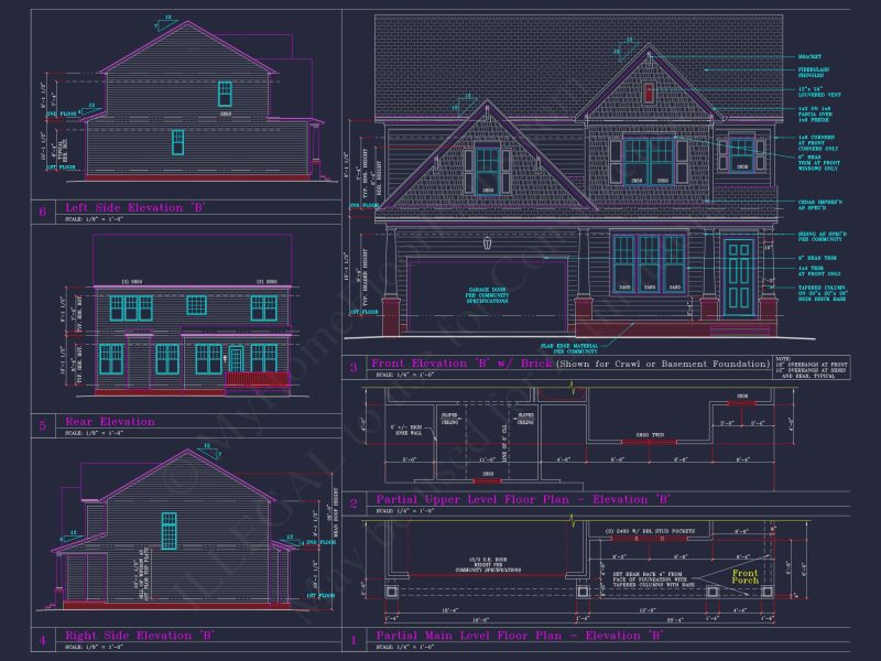 Beautiful 2-Story house Plan with CAD Designs and 13 Elevations