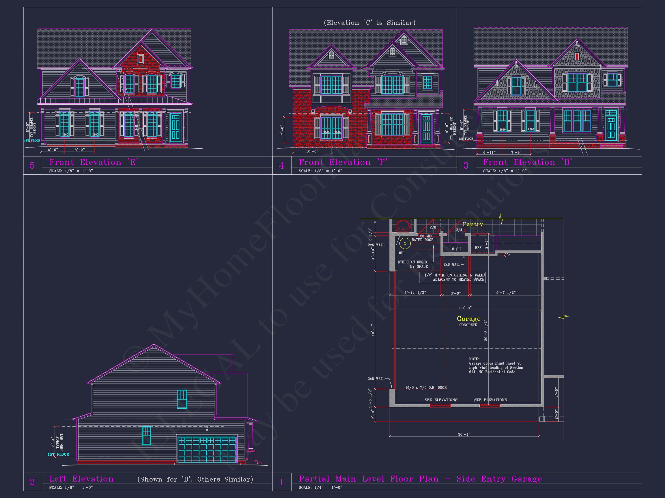 Beautiful 2-Story house Plan with CAD Designs and 13 Elevations