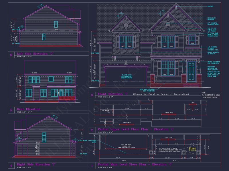 Beautiful 2-Story house Plan with CAD Designs and 13 Elevations