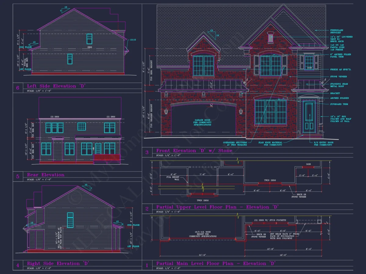 Beautiful 2-Story house Plan with CAD Designs and 13 Elevations
