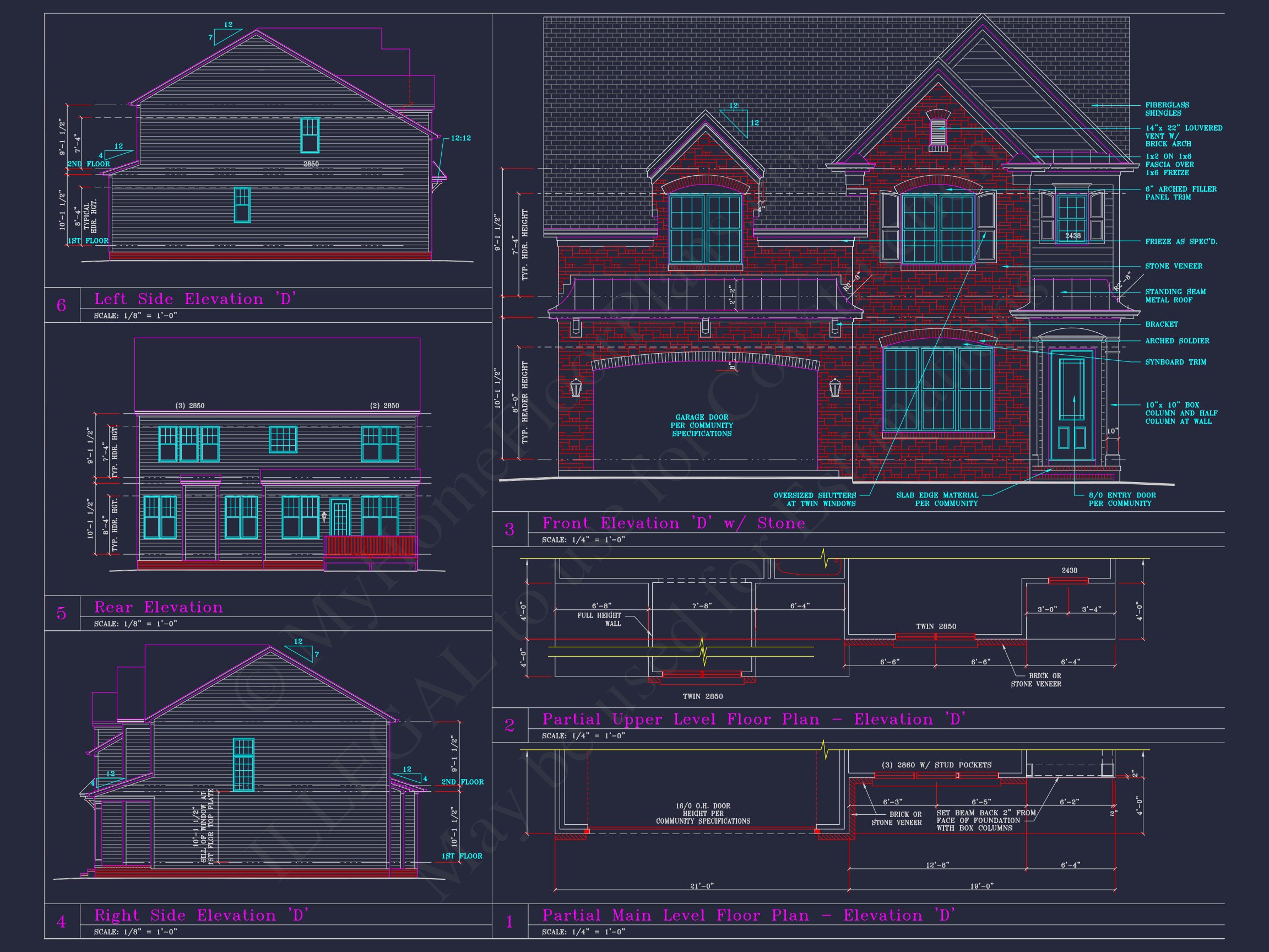 Beautiful 2-Story house Plan with CAD Designs and 13 Elevations