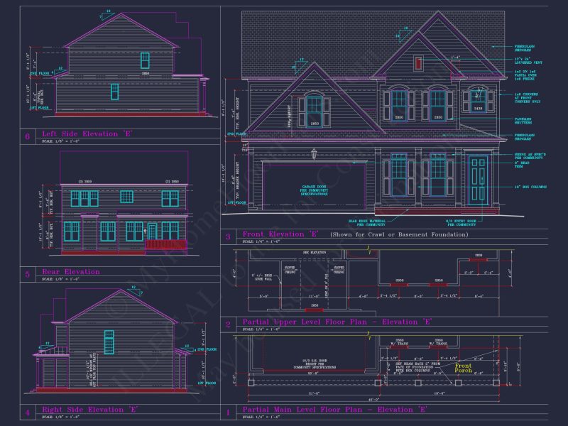 Beautiful 2-Story house Plan with CAD Designs and 13 Elevations