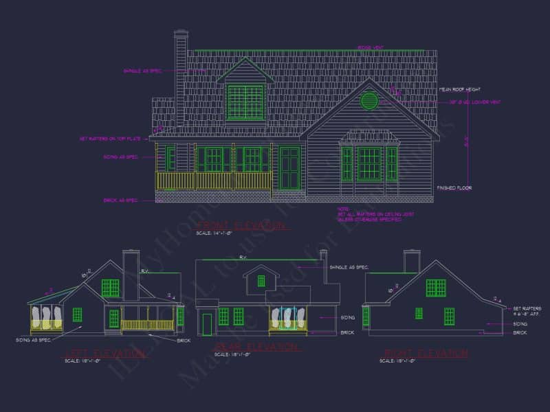 Beautiful 2-Story house Plan with CAD Designs and Blueprint