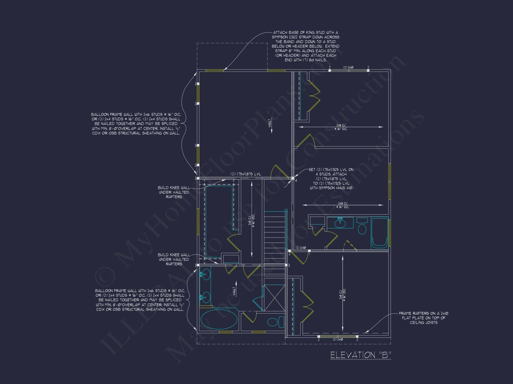 Beautiful 2-Story house Plan with Open Floor and CAD Blueprint