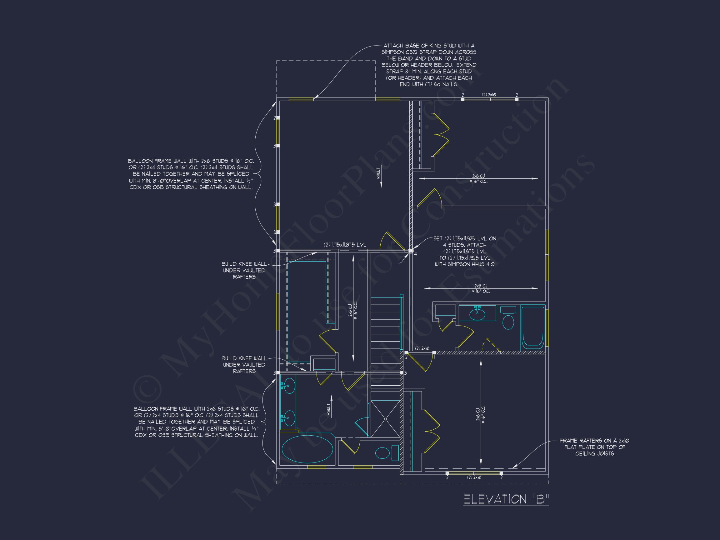 Beautiful 2-Story house Plan with Open Floor and CAD Blueprint