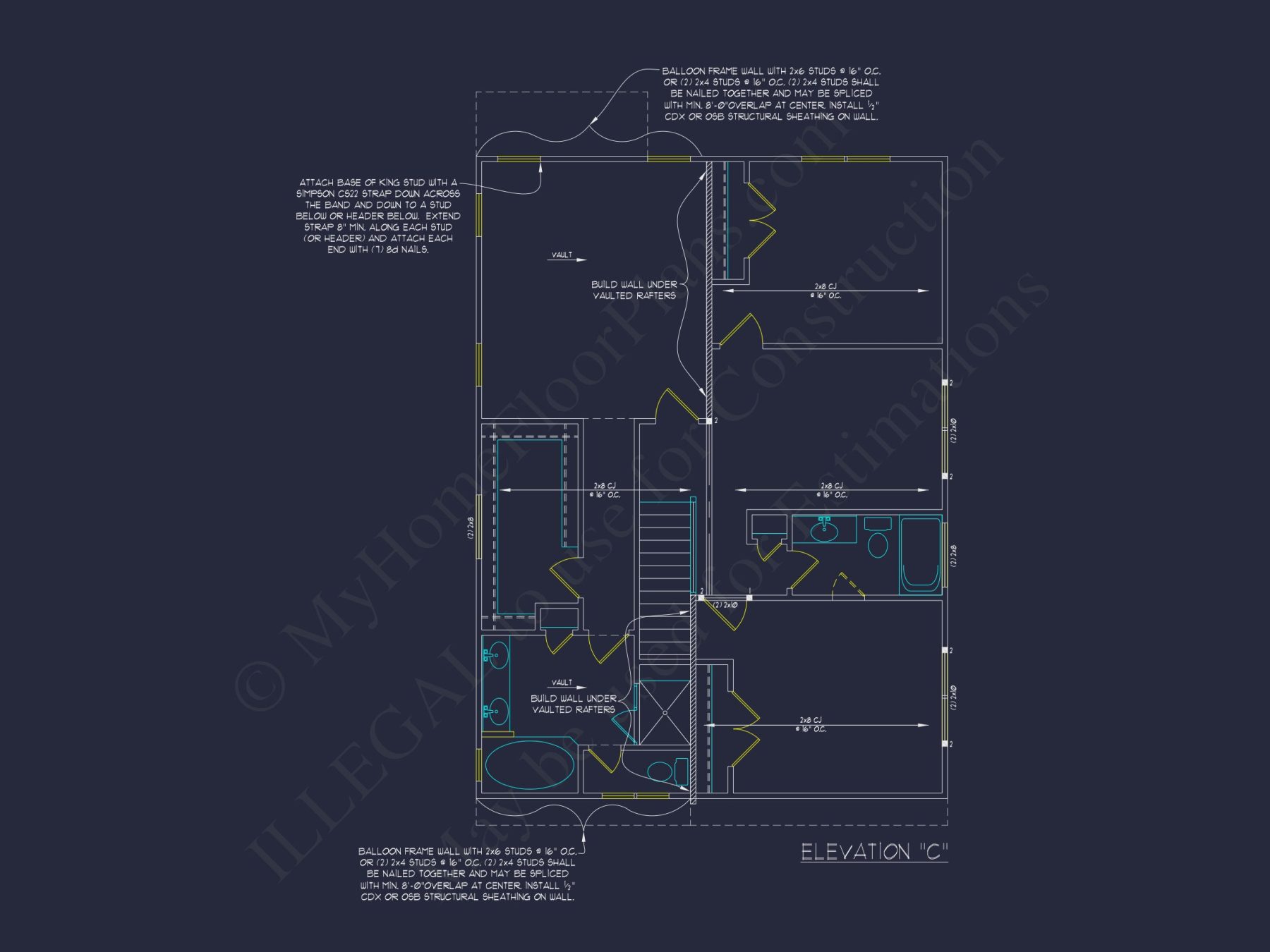 Beautiful 2-Story house Plan with Open Floor and CAD Blueprint