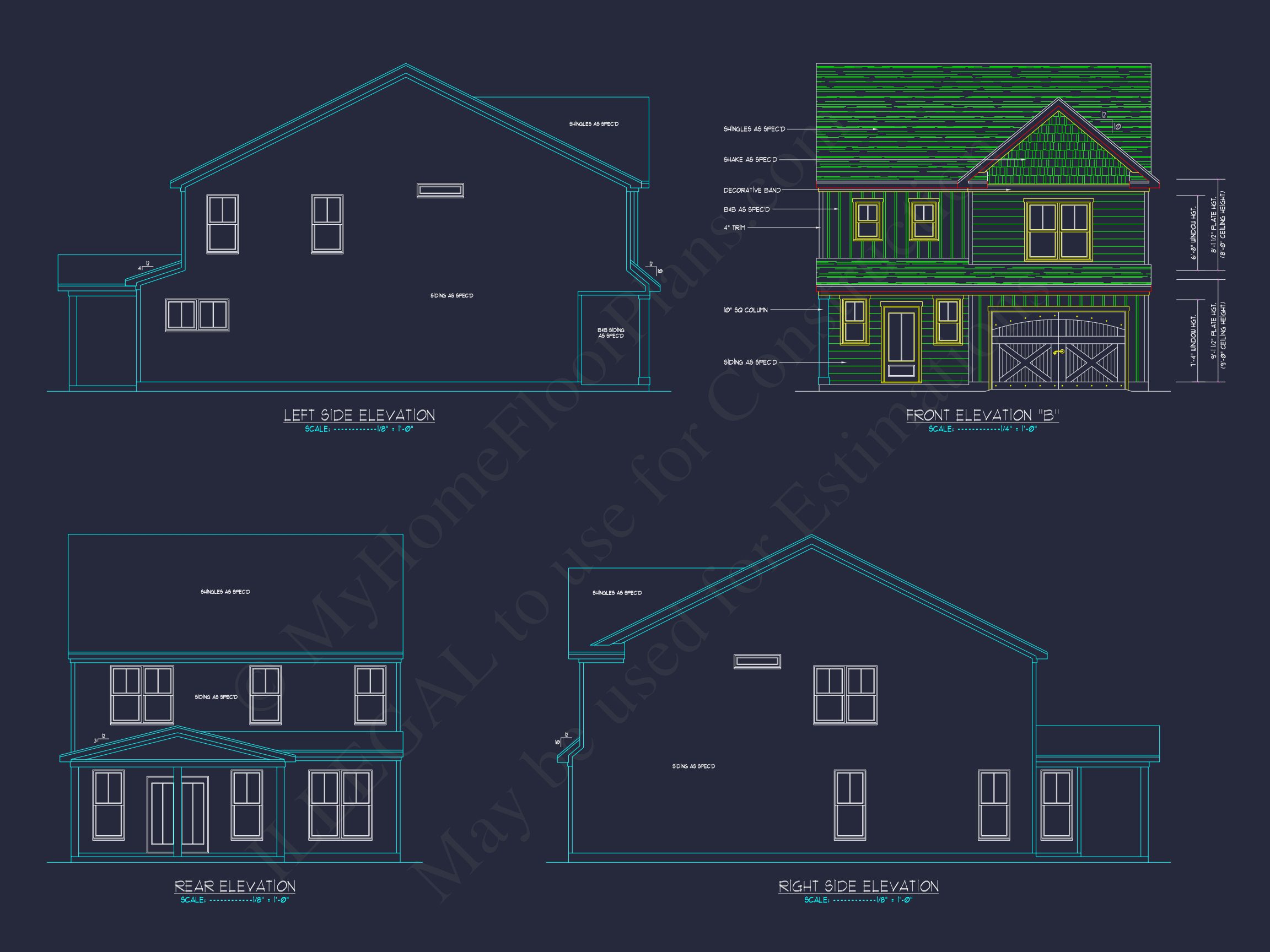 Beautiful 2-Story house Plan with Open Floor and CAD Blueprint
