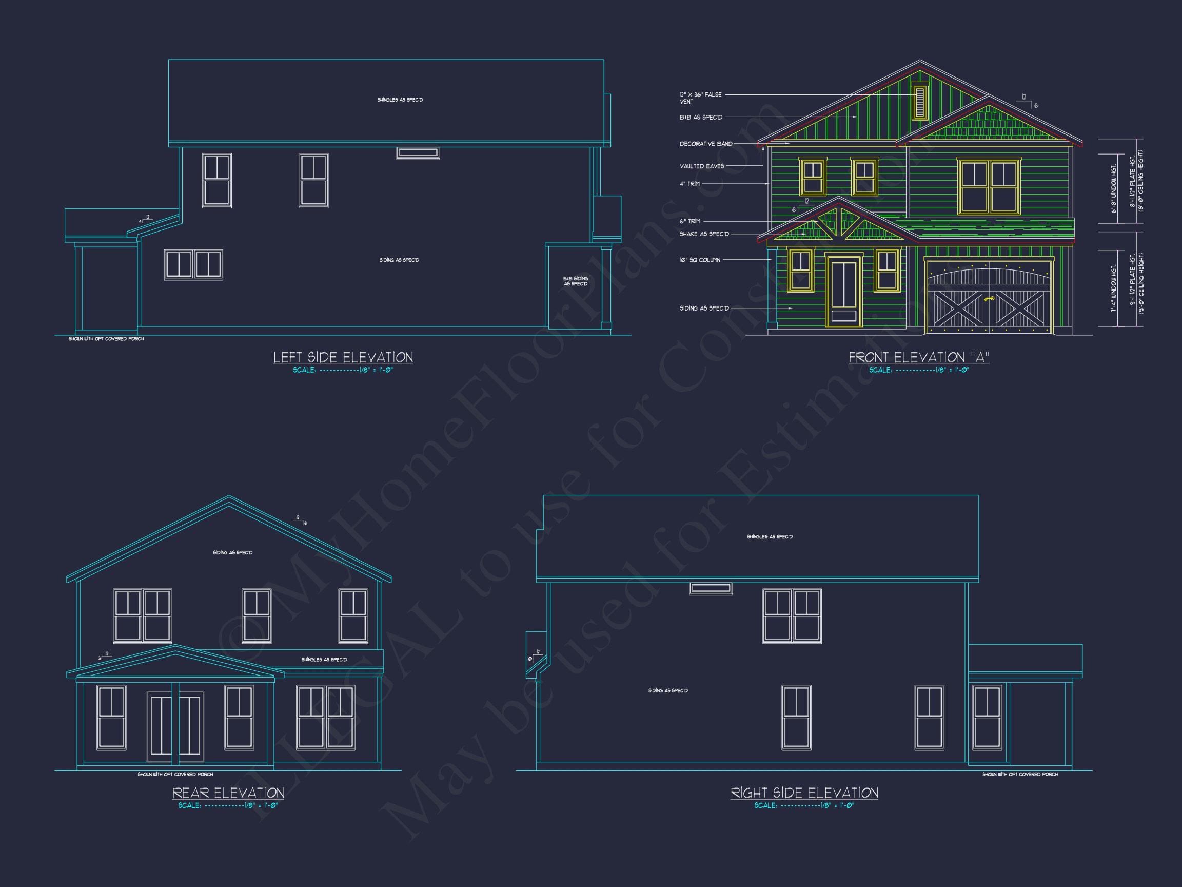 Beautiful 2-Story house Plan with Open Floor and CAD Blueprint