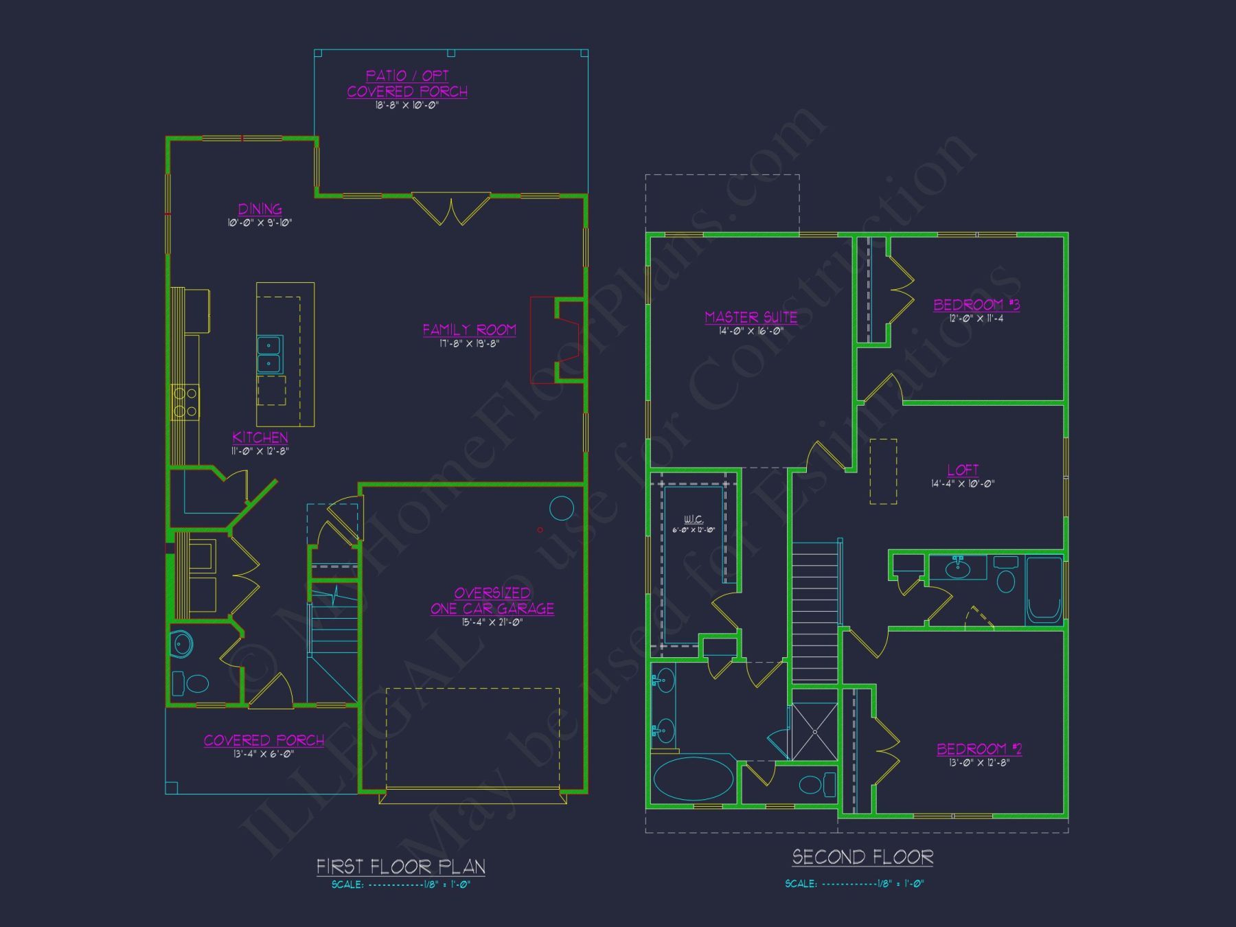 Beautiful 2-Story house Plan with Open Floor and CAD Blueprint