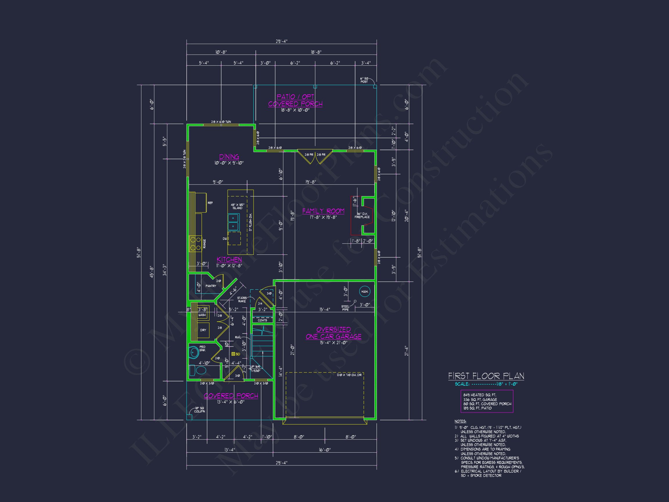 Beautiful 2-Story house Plan with Open Floor and CAD Blueprint