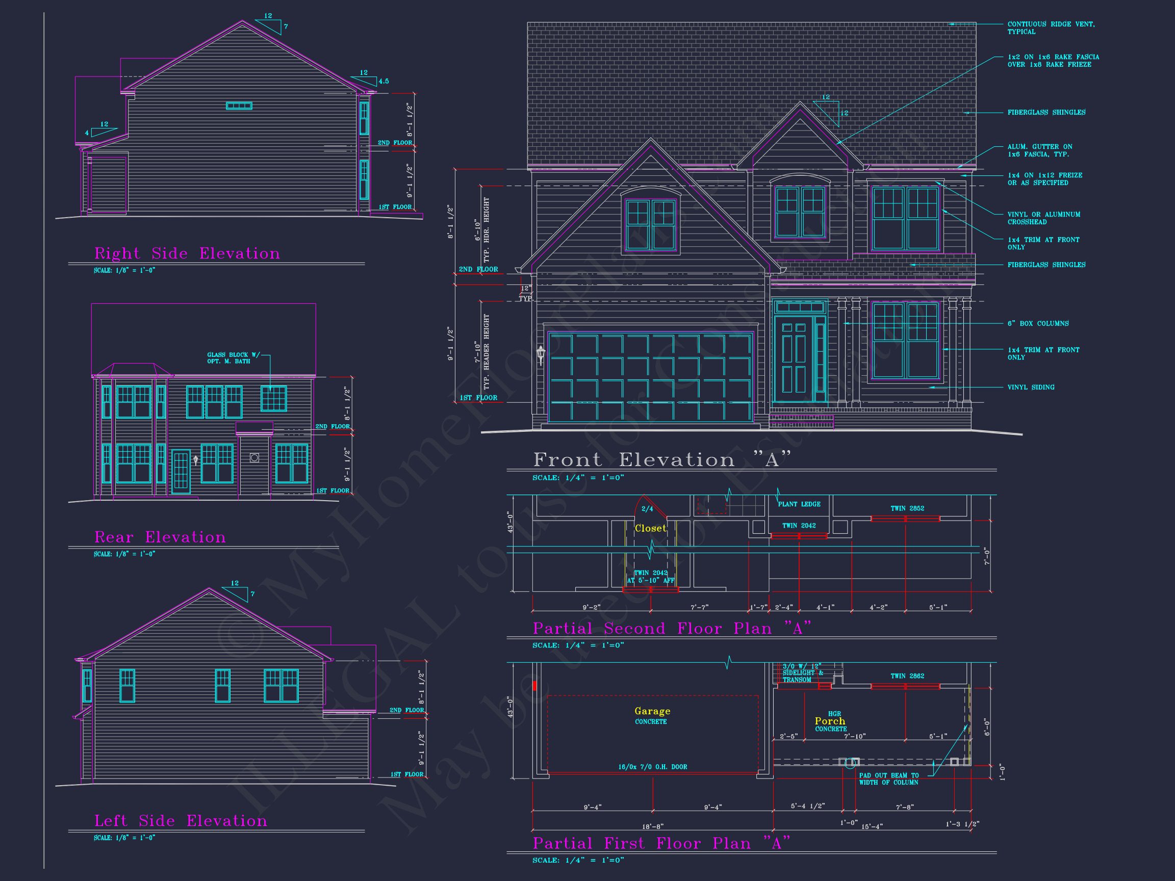 Beautiful 2-Story house Plan with 4 Bedrooms,2.5 Baths,and CAD Designs