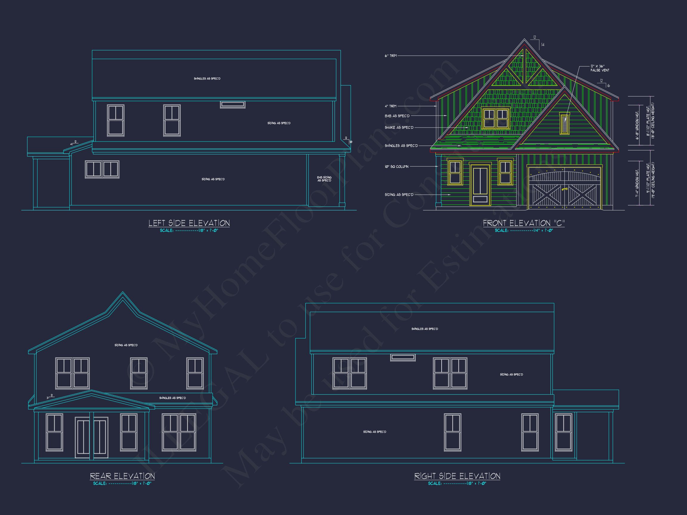 Beautiful 2-Story house Plan with Open Floor and CAD Blueprint