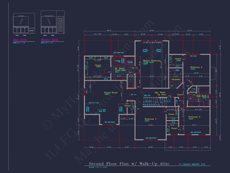Beautiful 4-Bedroom house Plan with CAD Designs & 2-Car Garage