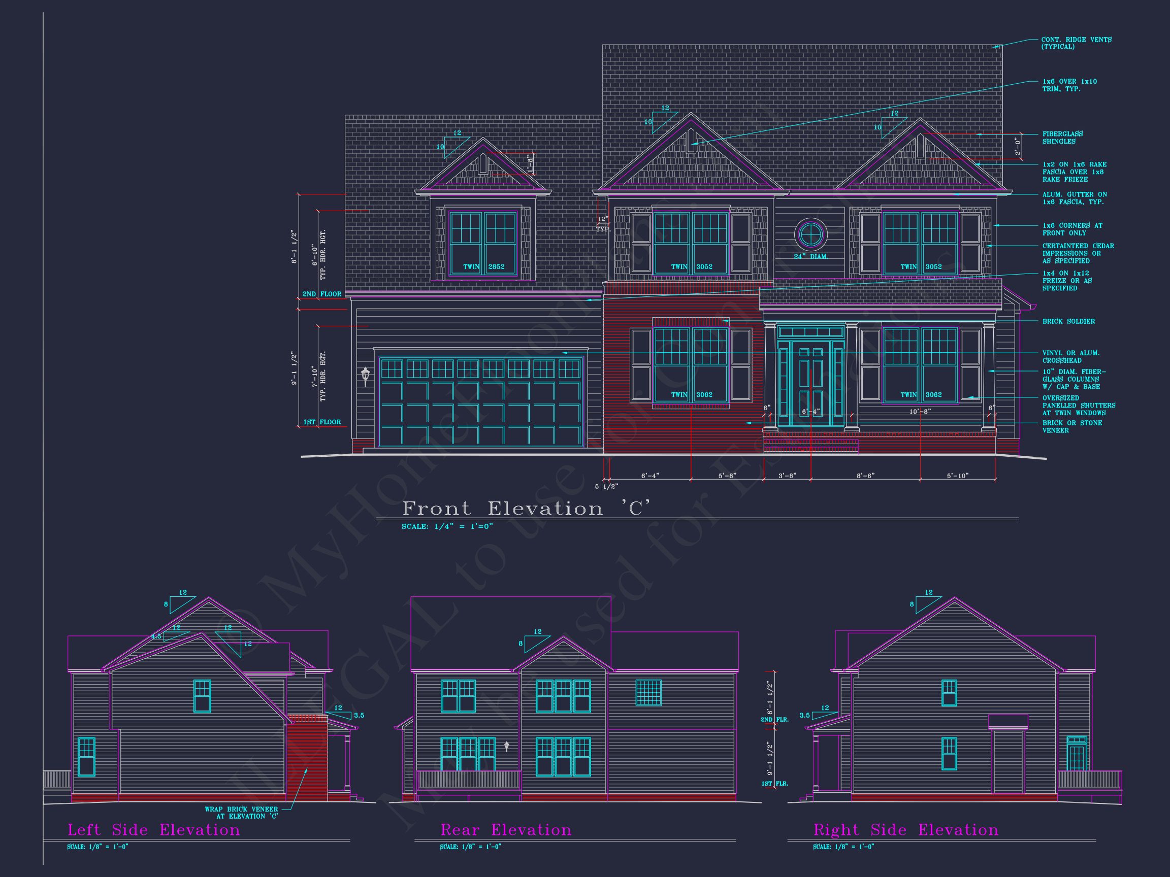 Beautiful 4-Bedroom house Plan with CAD Designs & 2-Car Garage