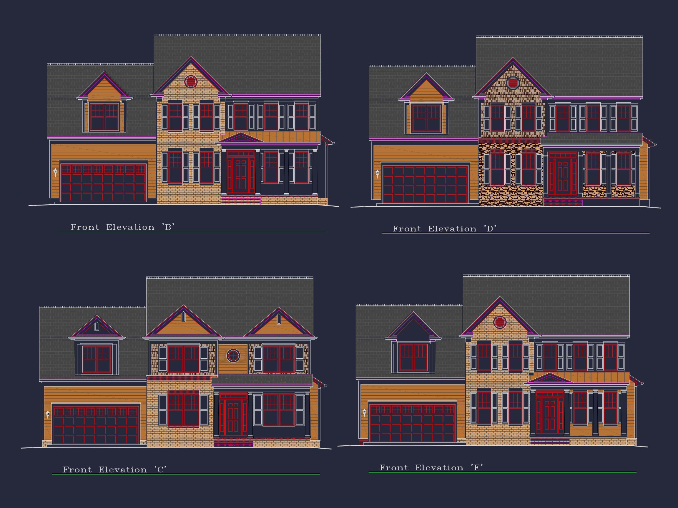 Beautiful 4-Bedroom house Plan with CAD Designs & 2-Car Garage