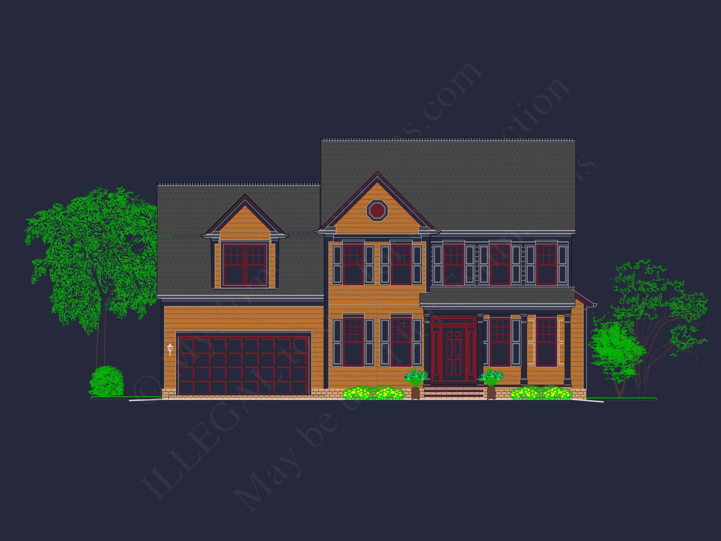 Beautiful 4-Bedroom house Plan with CAD Designs & 2-Car Garage