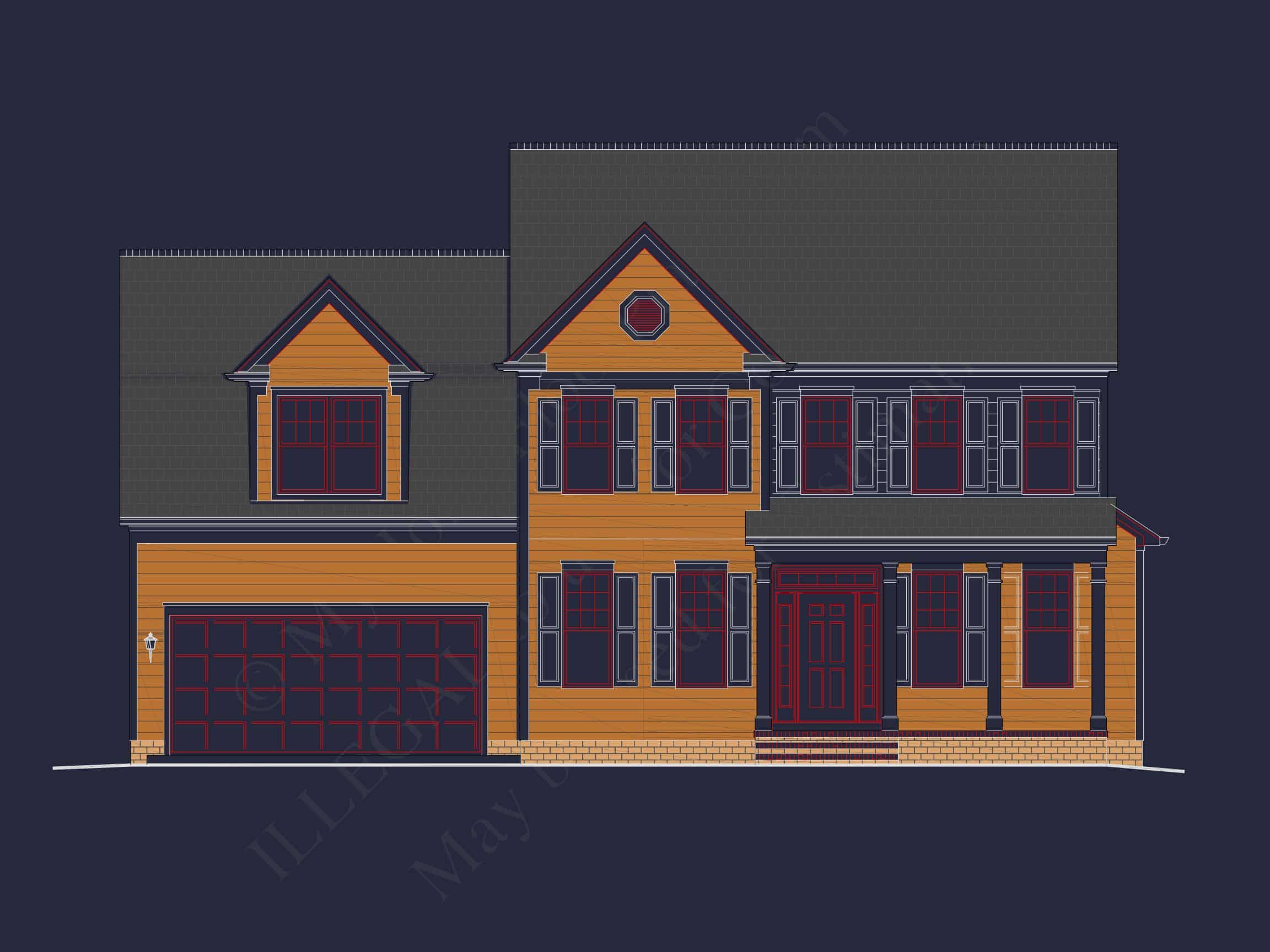 Beautiful 4-Bedroom house Plan with CAD Designs & 2-Car Garage