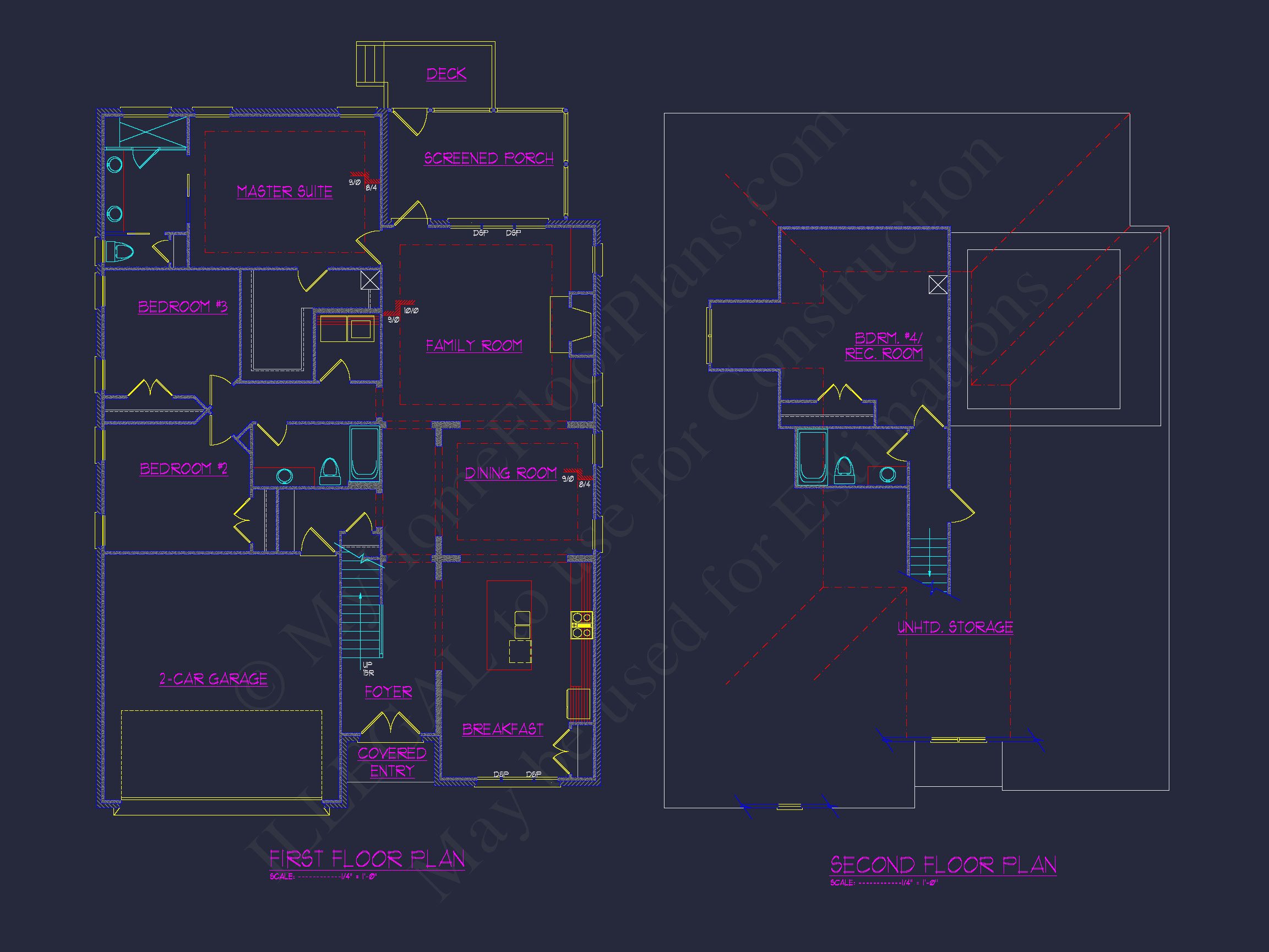 Beautiful house Blueprint: Floor Plan & CAD Architectural Designs