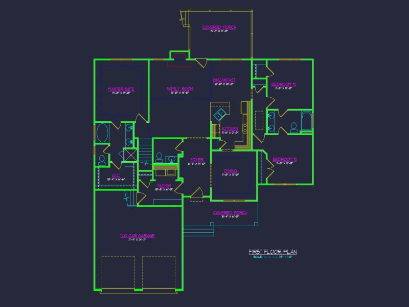 Beautiful house Floor Plan with CAD Designs & Blueprint