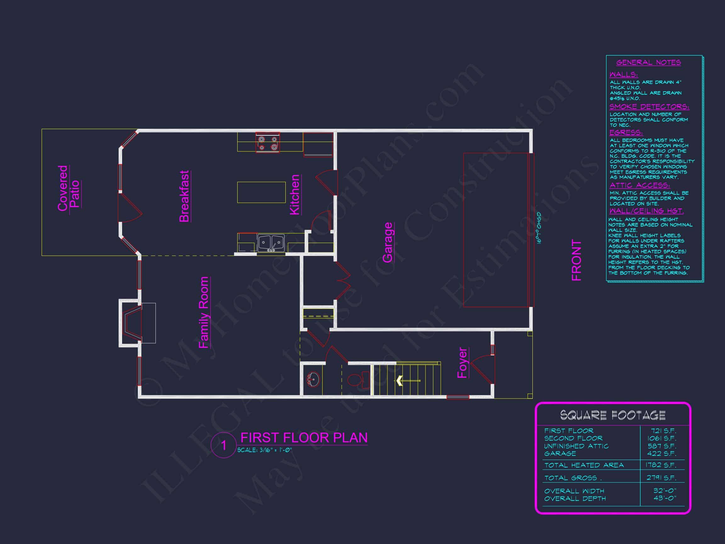 Beautiful Traditional house Floor Plan with CAD Blueprints