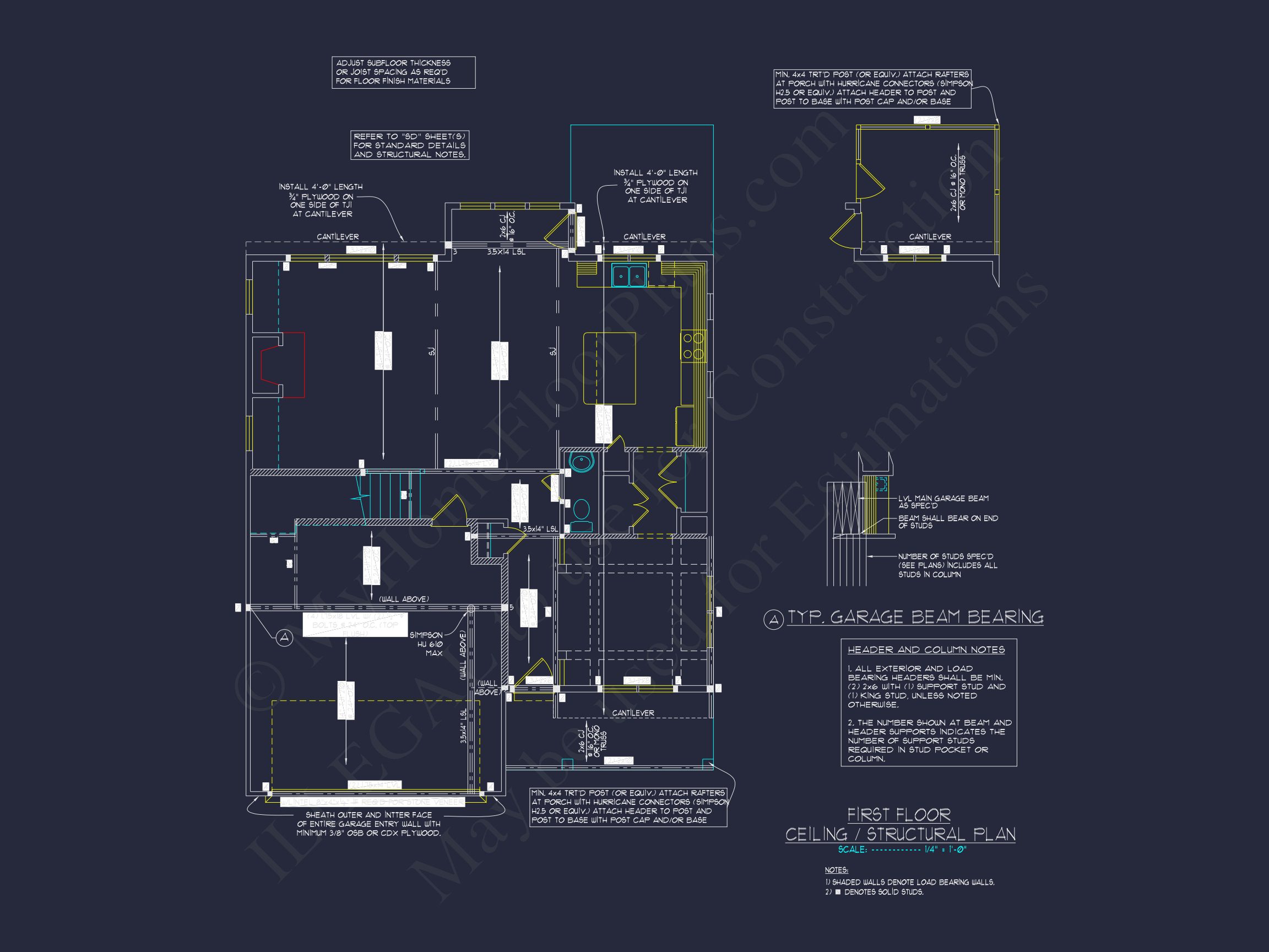 Blueprint for a 2,238 Sq. Ft. Craftsman house Design