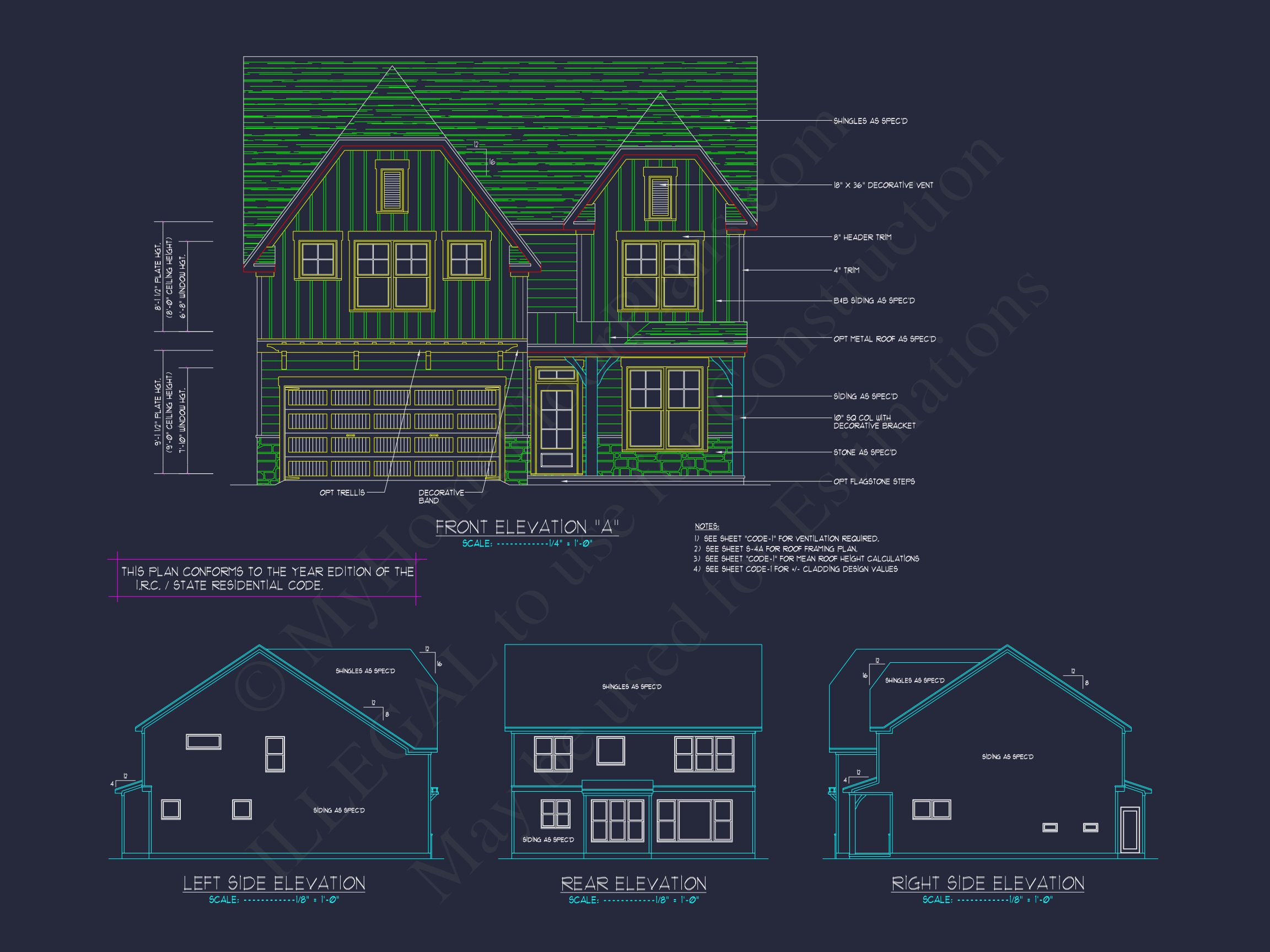 Blueprint for a 2,238 Sq. Ft. Craftsman house Design