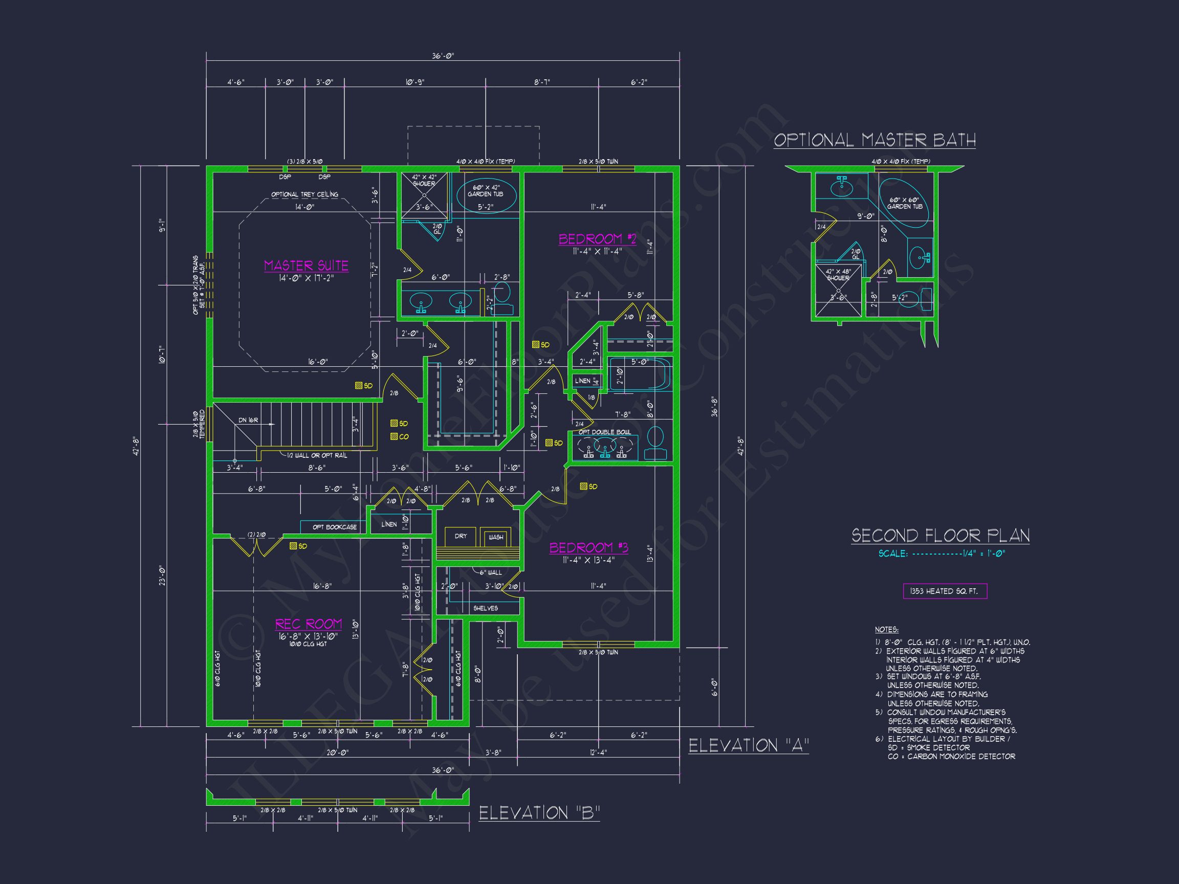 Blueprint for a 2,238 Sq. Ft. Craftsman house Design